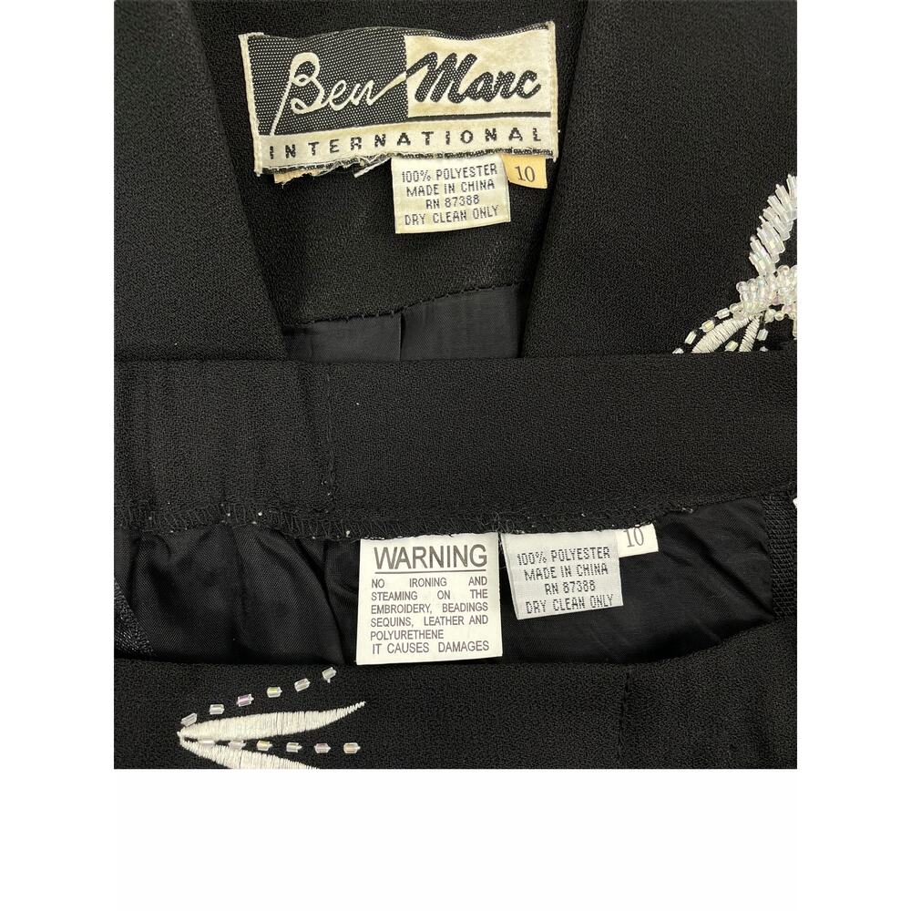 Ben Marc 2pcs Beaded Blazer Skirt Set Church Suit Black Size 10 - Picture 10 of 10